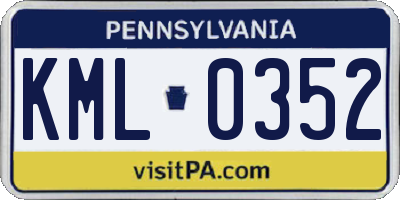 PA license plate KML0352