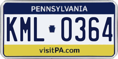 PA license plate KML0364