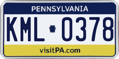 PA license plate KML0378