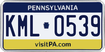 PA license plate KML0539