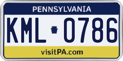 PA license plate KML0786