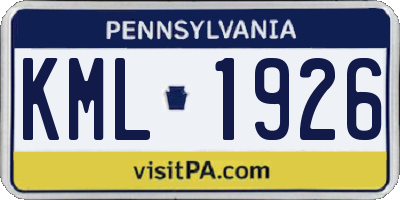 PA license plate KML1926