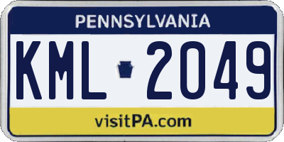 PA license plate KML2049