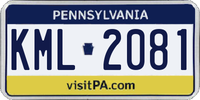 PA license plate KML2081
