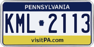 PA license plate KML2113