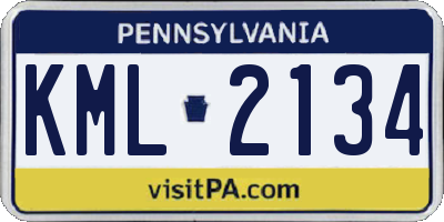 PA license plate KML2134