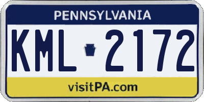 PA license plate KML2172