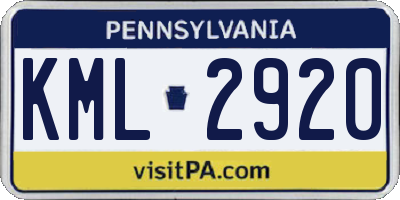 PA license plate KML2920
