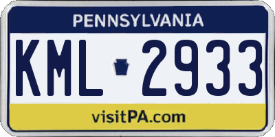 PA license plate KML2933