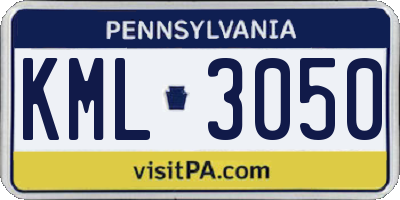 PA license plate KML3050