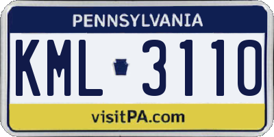 PA license plate KML3110