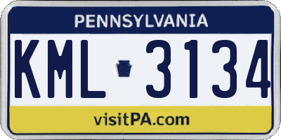 PA license plate KML3134