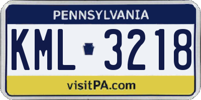 PA license plate KML3218