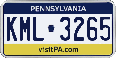 PA license plate KML3265