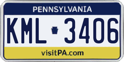 PA license plate KML3406