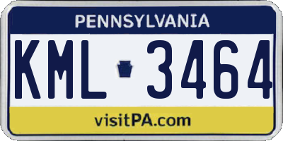PA license plate KML3464