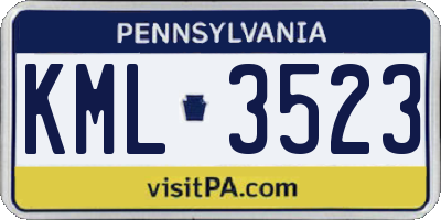 PA license plate KML3523