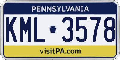 PA license plate KML3578