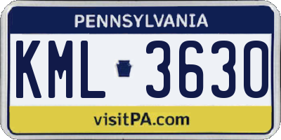 PA license plate KML3630