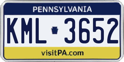 PA license plate KML3652