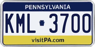 PA license plate KML3700