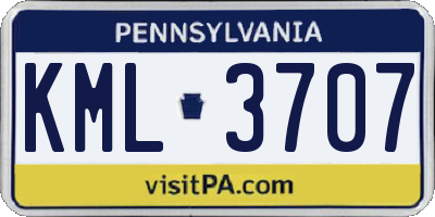 PA license plate KML3707