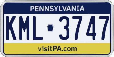 PA license plate KML3747