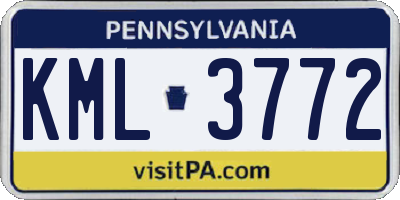 PA license plate KML3772