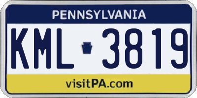 PA license plate KML3819