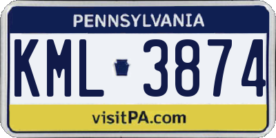 PA license plate KML3874