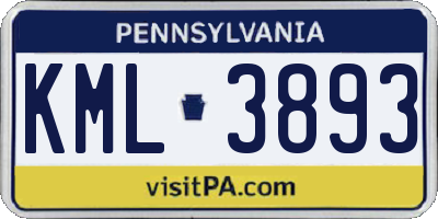 PA license plate KML3893