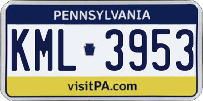 PA license plate KML3953