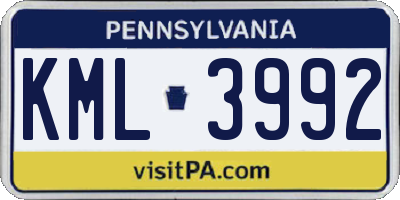 PA license plate KML3992