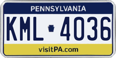 PA license plate KML4036