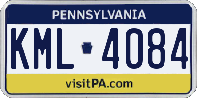 PA license plate KML4084