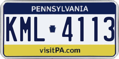 PA license plate KML4113