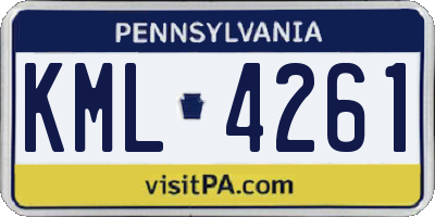 PA license plate KML4261
