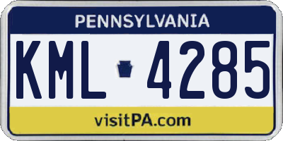 PA license plate KML4285