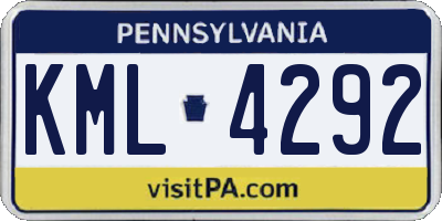 PA license plate KML4292