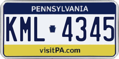 PA license plate KML4345