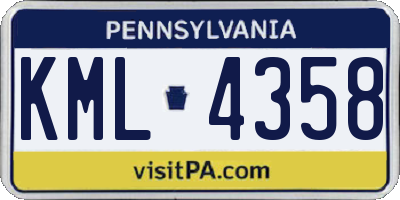 PA license plate KML4358