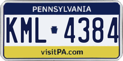 PA license plate KML4384