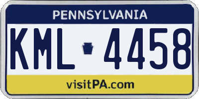 PA license plate KML4458