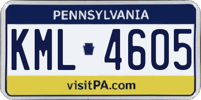 PA license plate KML4605