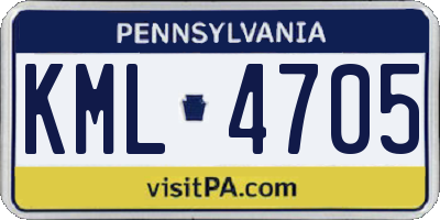 PA license plate KML4705