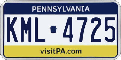 PA license plate KML4725