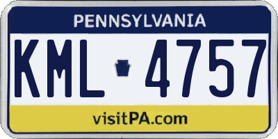 PA license plate KML4757