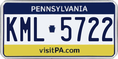 PA license plate KML5722