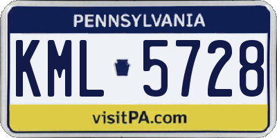 PA license plate KML5728