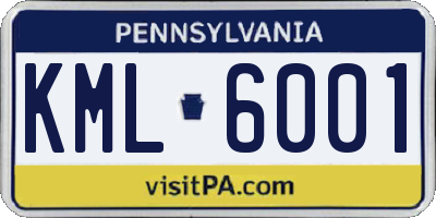 PA license plate KML6001